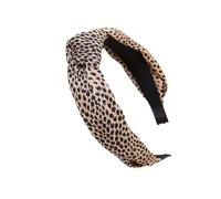 1 serre-tête large pour femme - Avec nœud - Style vintage - Motif léopard - Style bohème - Antidérapant - Pour un usage quotidien - Café