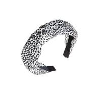 1 serre-tête large pour femme - Avec nœud - Style vintage - Motif léopard - Style bohème - Antidérapant - Pour un usage quotidien - Blanc