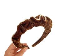 1 serre-tête pour femme, en velours, couleur unie, à sertir, bandeau élastique, bijou de cheveux, bandeau à volants, pour femmes et filles, café