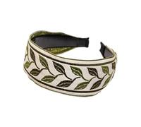 1 serre-tête pour femme - Largeur : environ 6 cm - Style vintage - Style bohème - Brodé - Avec dents - Antidérapant - Pour costume, douche, yoga - Vert