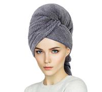 1 serviette en microfibre, à séchage rapide et absorbante, serviette anti-frisottis, grande serviette de séchage pour femme (gris 60 x 100 cm)