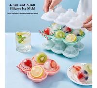 1 set 2026 Nouveau moule à glaçons en silicone grande boule, modèles à 4 boules et 6 pelotes pour une expérience de boisson améliorée, bac à glaçons pour la maison, convient pour les réunions de famil