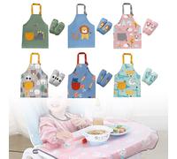 1 Set 3-12 Ans Bébé Fille Garçon Tablier Imperméable Imperméable Réglable Sangle De Cou Peinture Tablier Avec 2pcs Manches Ensemble De Poche
