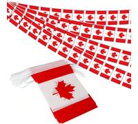 1 set/30 pièces Fanion de drapeau canadien, petit drapeau canadien mini bannière, décoration nationale du pays pour fête, événements sportifs, festival patriotique, 10 mètres 30 drapeaux PlantesPolyes