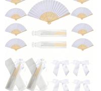 1 set - 36/18 pièces Éventail à main de mariage, éventail pliant blanc avec sac transparent et nœud, faveur de mariage, cadeau DIY amusant, décoration de maison, convient pour les faveurs de mariée, c