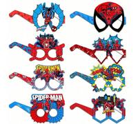 1 set/8 pièces Marvel, Lunettes en papier Superhéros Spider-Man, accessoires pour les yeux thème héros, fournitures de fête. Lunettes en papier de superhéros, cadeaux de photographie pour anniversaire