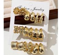 1 set - 9 paires de boucles d'oreilles vintage en or avec motifs d'ours, de fleurs, de larmes et en forme de C, fabriquées en matériau plastique de haute qualité, convenant pour le port quotidien des