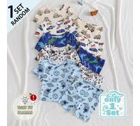[1 Set Aléatoire] Pyjama Bébé Garçon Col Rond Manches Courtes & Short Imprimé Voiture Nuage Multicolore Coupe Ajustée Tricot Doux Vêtements de Maison Décontractés d'Été 2Y,3Y,9-12M,12-18M,18-24MCartoo