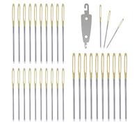 1 set avec 22, 24, 26 aiguilles à broderie à point de croix à tête émoussée en or, aiguilles à broder, ensemble de broderie avec trous, aiguilles de tapisserie, aiguilles à broder épaisses [30 pièces
