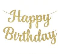 1 set Banderole d'anniversaire dorée scintillante, décorations de fête d'anniversaire dorées, panneau Joyeux anniversaire, nécessite un DIY, pour l'anniversaire des femmes Taille UniquePapetier