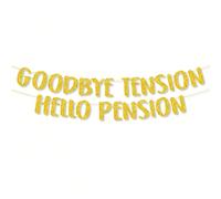 1 set, Bannière pailletée or "Goodbye Tension Hello Pension" - Fournitures, cadeaux et décorations pour la fête de la retraite, Noël or pailleté,noir pailletéPapetier