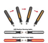 1 Set Brake And Drl Clignotants Led Pour Moto, Indicateur Directionnel, Lumière Intermittente, Feu De Stop, Lampe Drl Pour Deux Roues ""Nipseyteko