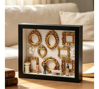 1 set Cadre photo 3D silhouette noire de musée, incluant un set de mini-cadres en résine dorée. Célébrez vos précieux souvenirs de manière unique avec ces accessoires de cadre photo commémoratifs pers