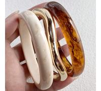 1 set de 3 bracelets vintage élégants et exagérés en acrylique avec bracelets CCB dorés pour femmes (Veuillez confirmer si le matériau et la taille vous conviennent avant l'achat) Taille UniquePMMA
