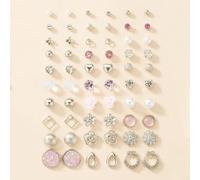 1 set de 30 paires de boucles d'oreilles exquises en métal en forme d'arbre, de coquillage, de perle et de cœur pour les femmes, parfait comme cadeau pour la St-Valentin, la mère, la fête des mères Ta
