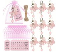 1 SET DE 31 pièces Ensemble de porte-clés souvenirs en forme de papillon, Fête des Mères avec carte de remerciement et sac en tissu rose - Parfait pour les mariages, les fêtes de célibataires | Cadeau