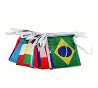 1 set de 32 drapeaux de pays sur ficelle, fanions suspendus internationaux, décoration pour grande ouverture, bar sportif, événements festifs, 32 pieds de long, cadeau de Noël Taille UniquePolyester