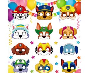 1 set de 8 masques en papier en forme de chien pour le thème de la Pat' Patrouille, comprenant les personnages Rubble, Chase, Rocky, Zuma, Skye, Everest, Tracker et Tuck, Ella, Rex, WildCat, Liberty. 