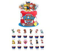 1 set de bannière de lettres joyeux anniversaire thème Paw Patrol, fanion à tirer, décoration de fête d'anniversaire pour enfants. Ensemble de fanions de gâteau thème Paw Patrol, adapté pour la décora