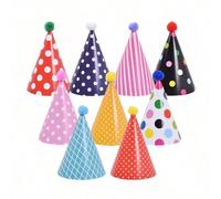 1 Set de chapeaux de décoration de fête colorés, chapeaux festifs en papier en forme de cône, accessoires photo pour fête d'anniversaire, convient pour les fêtes d'anniversaire, les costumes d'Hallowe