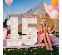 1 set de chiffres illuminés, chiffres en mosaïque, convenant pour les ballons, cadre photo numérique LED 73 cm/28,7 po, panneau KT, chiffres 0-9, amovibles. Support de panneau KT, décorations lumineus