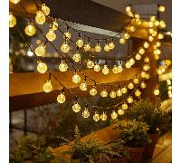 1 set de guirlandes lumineuses LED solaires étanches, comprenant 20/50/100 ampoules. Guirlandes solaires à boules de cristal, décoration de jardin extérieur. Guirlandes solaires LED, guirlandes solair