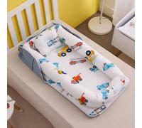 1 set de haute qualité de lit de bébé portable anti-écrasement avec dessin animé animal, ensemble de literie de lit de bébé avec oreiller, amovible et lavable, convenant aux nourrissons de 0 à 1 an, p