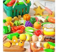1 set de jouets de cuisine de jeu de rôle pour enfants, jeu d'association de fruits/aliments, développer les capacités pratiques, set de pique-nique, reconnaissance des couleurs, haute qualité Taille
