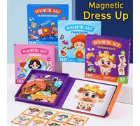 1 set de jouets magnétiques de déguisement de dessin animé pour enfants, comprenant 39 particules de puzzle décoratif DIY. Jeu de puzzle interactif parent-enfant, cadeau d'anniversaire Transport,Habil