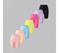 1 Set de leggings de couleur unie pour filles, style boîte mystère, 7 pièces envoyées au hasard, 2 pièces incluses, styles basiques multicolores couvrant rose pâle, bleu ciel, blanc, noir, rouge rose,