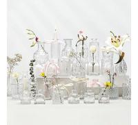 1 set de mini vases vintage, styles multiples, compact et délicat, convient pour la décoration de table de salle à manger, jardinières transparentes avec des détails sculptés, parfait pour le mariage 