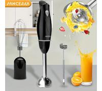 1 set de mixeur plongeant électrique de 100 watts, mixeur à main polyvalent avec mode turbo, moteur cuivre robuste brossé en acier inoxydable 304 avec fouet, accessoires de mousseur à lait avec lames