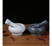 1 set de mortier et pilon en marbre de 3,5 pouces, convient pour broyer les pilules, les épices, l'ail, un petit bol à moudre, fournitures de cuisine (blanc, noir) Modèle noir,Blanc,marbre blancPierre