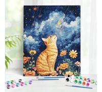 1 set de peinture à l'huile numérique de chat, kit de peinture DIY sur canevas, art animalier, décoration d'intérieur, 40x50cm/16x20 po, cadre non inclus 40x50cm/16x20 pouces,40*50 Sans Cadre - Lot de