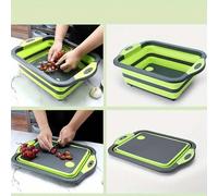 1 set de planche à découper pliable - pliable pour le lave-vaisselle - bol de préparation avec passoire intégrée pour fruits et légumes et base antidérapante - organisateur d'évier de cuisine de 8,5 l