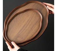 1 set de plateaux ovales en noyer pour ranger les aliments, les collations, les boissons, les sushis, les steaks, les pizzas, les desserts, les gâteaux, le pain, les plateaux de petit-déjeuner, les pl