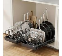 1 Set de rangement de comptoir extensible en acier inoxydable abordable avec couvercle de casserole, bol, plateau égouttoir et tiroir, imperméable et facile à nettoyer, convient pour la cuisine, l'app