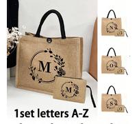 1 set de sac fourre-tout imprimé de lettres, avec un porte-monnaie, un sac à main de demoiselle d'honneur féminin, en faisant le meilleur cadeau pour la famille et les proches. Sac à main portable, sa