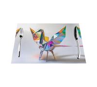 1 set de table tissé résistant à la chaleur et facile à nettoyer. Convient pour les fêtes en plein air, décoration de cuisine, accessoires de table, 30,5 x 45,7 cm, motif origami grue coloré