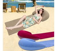 1 set de tapis de plage portable avec appui-tête gonflable, en tissu de velours PVC, résistant au sable et à l'eau, pliable et léger, style bohème pour loisirs en extérieur, convient pour le camping, 