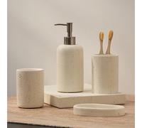 1 set Distributeur de savon en résine avec pompe, ensemble d'accessoires de salle de bain comprenant un porte-brosse à dents, un porte-savon, un plateau de salle de bain, un gobelet de rinçage Flacon 