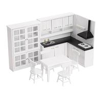1 Set Dollhouse Kitchen, 1/12 Scale Wooden Miniature Kitchen, réaliste Mini Dollhouse Meubles Modèle, poêle de Paysage d'armoire pour Home Decordollhouse