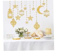 1 Set Eid Al Adha Décorations, Golden Eid Mubarak Star Moon Lantern Ramadan Decorations, Shining Hanging Ornements pour la fête festive de l'islam musulman, Ramadan, Al Adha