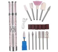 1 Set Electric Nail File, 4 vitesses Drift à ongles électriques avec 5 bits de forage, Kit de pédicure manucure professionnelle compacte rechargeable pour Grind Trim Polon