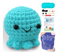 1 set Ensemble de démarrage de crochet mignon poulpe, ensemble de crochet pour débutants, kit de crochet DIY pour adultes, comprend tous les matériaux, tutoriels vidéo étape par étape, convient comme 
