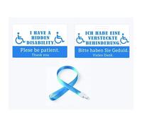 1 Set Hidden Disability Medical Care Card with Lanyard 3.5 x 2.1inch I Have a Hidden Disability, Please be Patient Bilingual Patience Awareness Forget-Me-Noter Neck Hanging Card of Dementia Patient