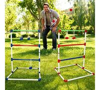 1 Set Jeu de lancer d'anneaux équestre, lancer d'échelle et anneaux de loisirs extérieurs pour balle de golf Guirlande de boules rouges,Guirlande de boules bleues,Support + ballePolyéthylène