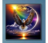 1 set Kit de peinture de diamant 5D - Aigle Halo Arc-en-ciel 3D, Envol doré avec ailes arc-en-ciel, Convient aux adultes et aux débutants, Ensemble complet d'artisanat, Décoration murale, Cadeau de va