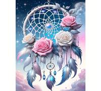1 set Kit de peinture de diamant 5D DIY, comprend de grands motifs pour adultes, attrape-rêves, fleurs, décoration d'intérieur, art mural, peintures en mosaïque, idée de cadeau pour les fêtes 40*40,30