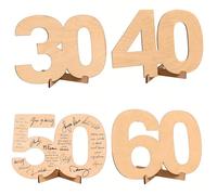 1 set Livre d'or en bois personnalisé pour les 18e/30e/40e/50e/60e anniversaires - Cadeau idéal pour les fêtes d'anniversaire 18e/30e/40e/50e/60e, accessoires d'anniversaire personnalisés, décoration 